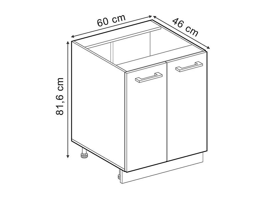 Mueble bajo de cocina gris azulado 60x60x81.6 r-line