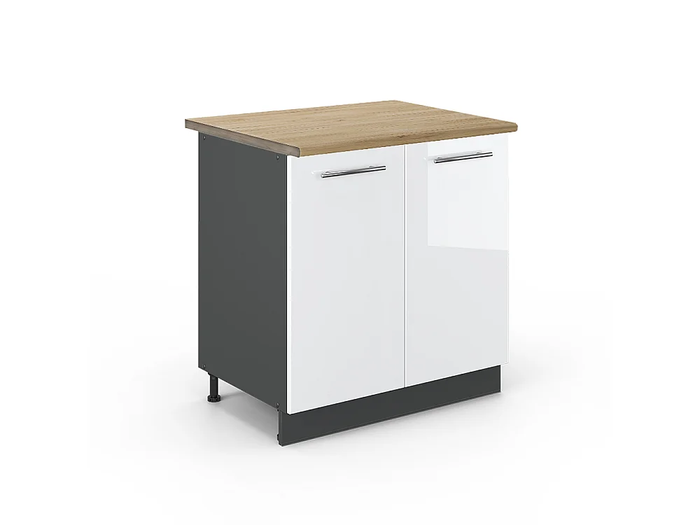 Meuble bas sous-évier blanc haute brillance 80x60x82 fame-line