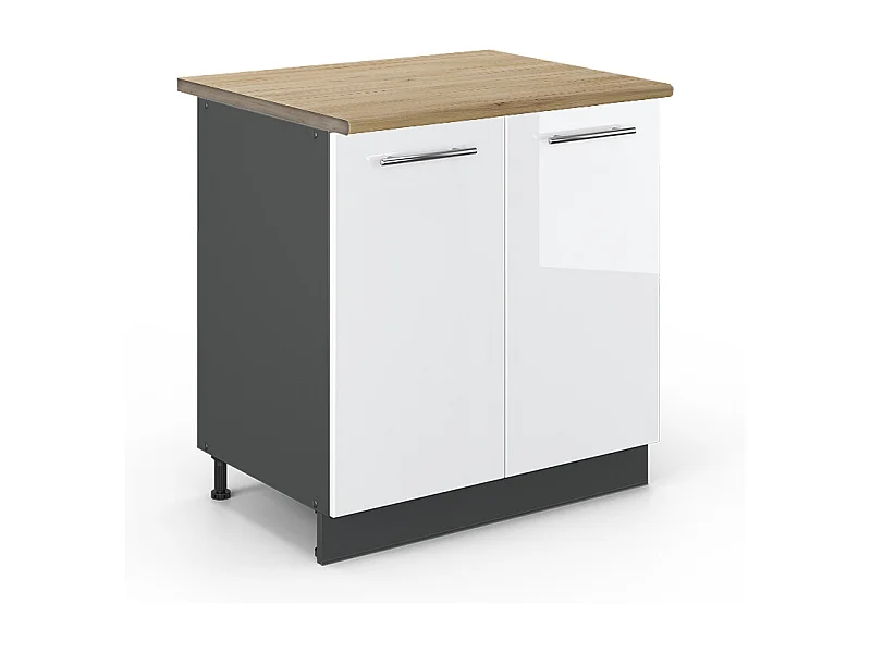 Meuble bas sous-évier blanc haute brillance 80x60x82 fame-line