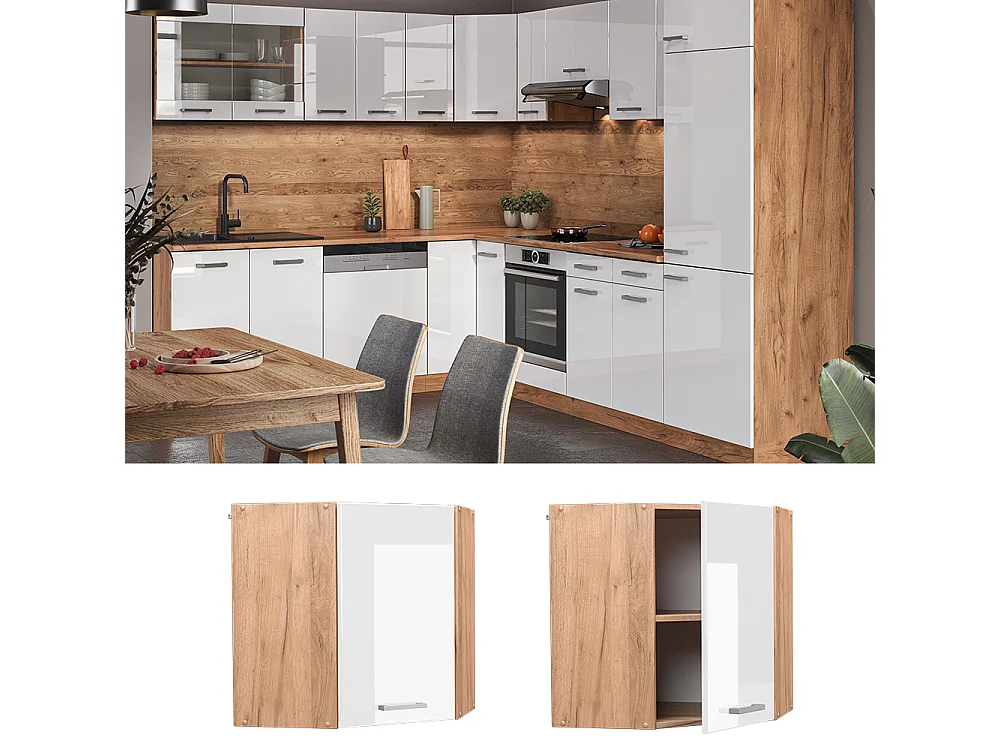 Elément haut de cuisine blanc haute brillance 57x34.1x60 r-line