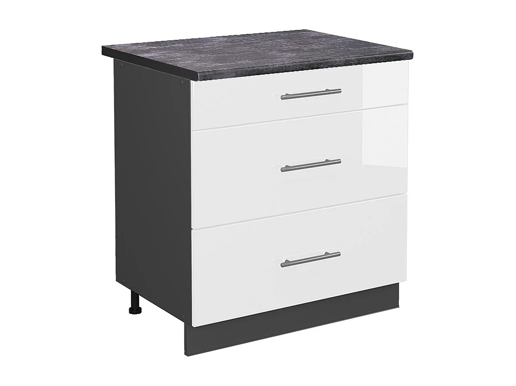 Meuble cuisine blanc haute brillance 80x60x82 fame-line