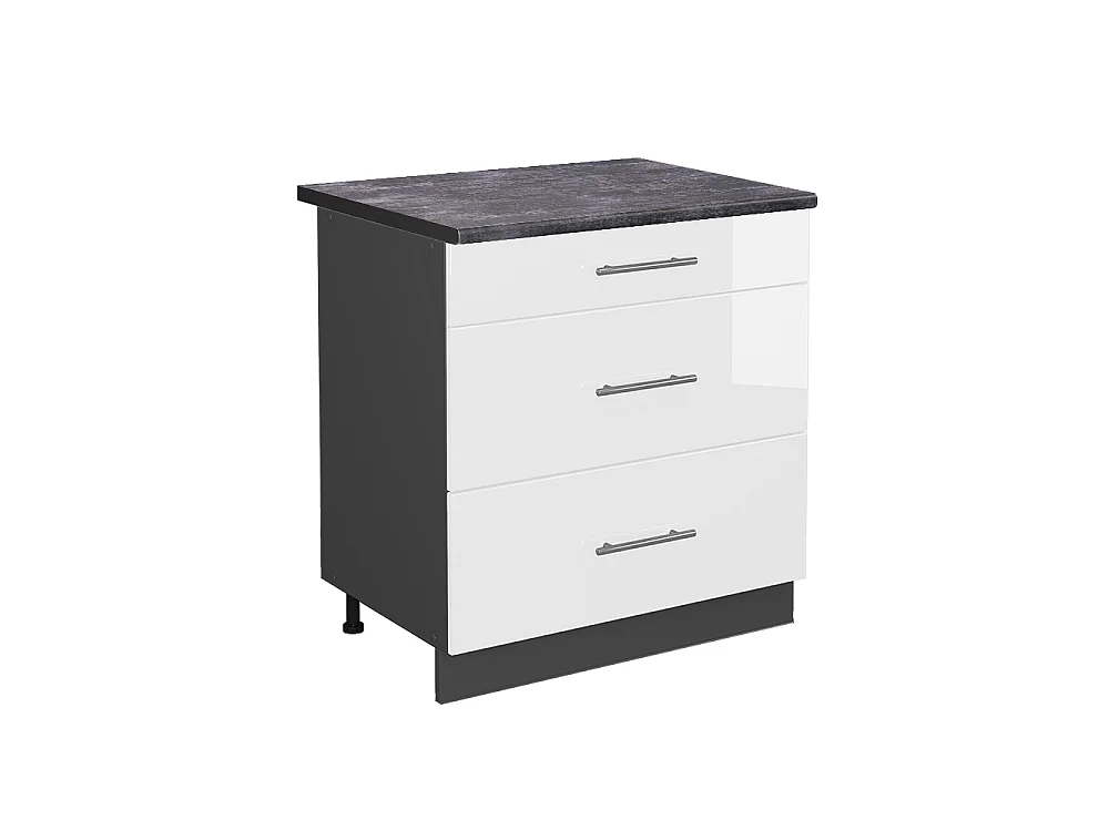 Meuble cuisine blanc haute brillance 80x60x82 fame-line