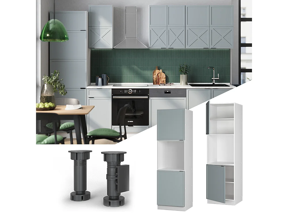 Meuble pour four bleu clair-gris 60x58x206.8 fame-line