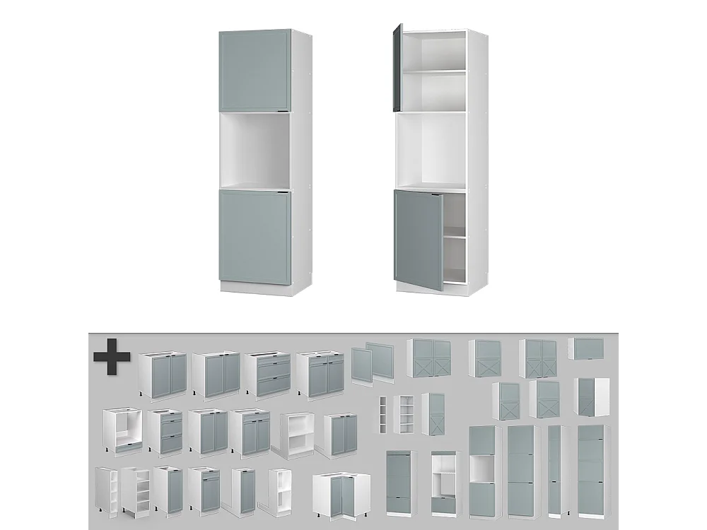 Armario para horno empotrado azul claro-gris 60x58x206.8 fame-line
