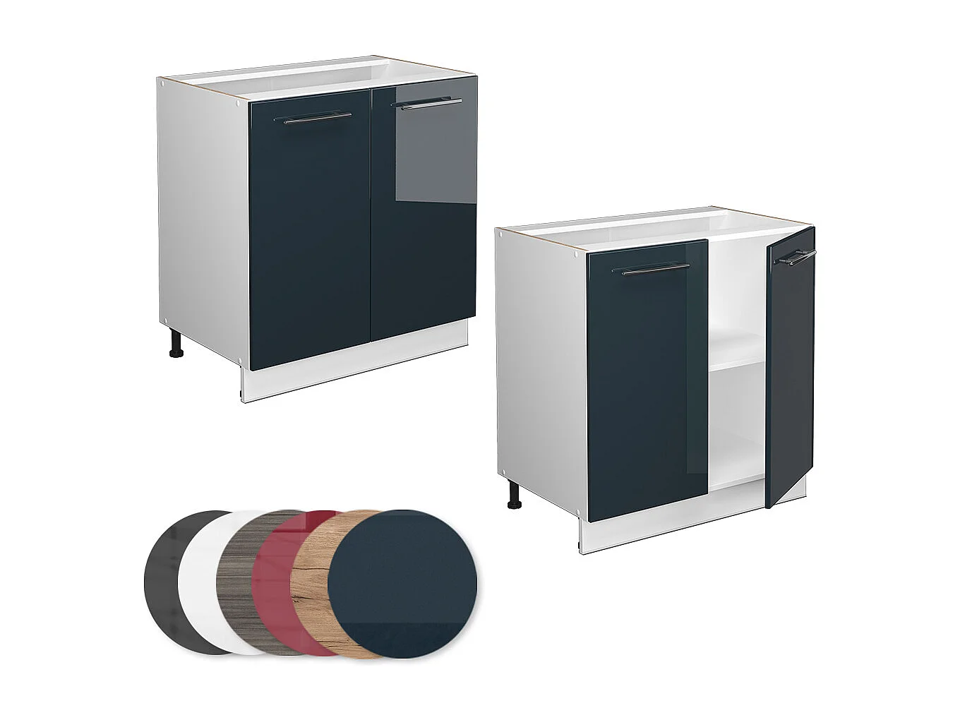 Armario bajo para fregadero azul oscuro alto brillo 80x51.6x82 fame-line