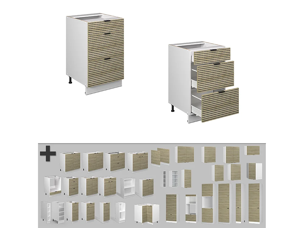 Meuble cuisine panneau en chêne 50x60x82 fame-line