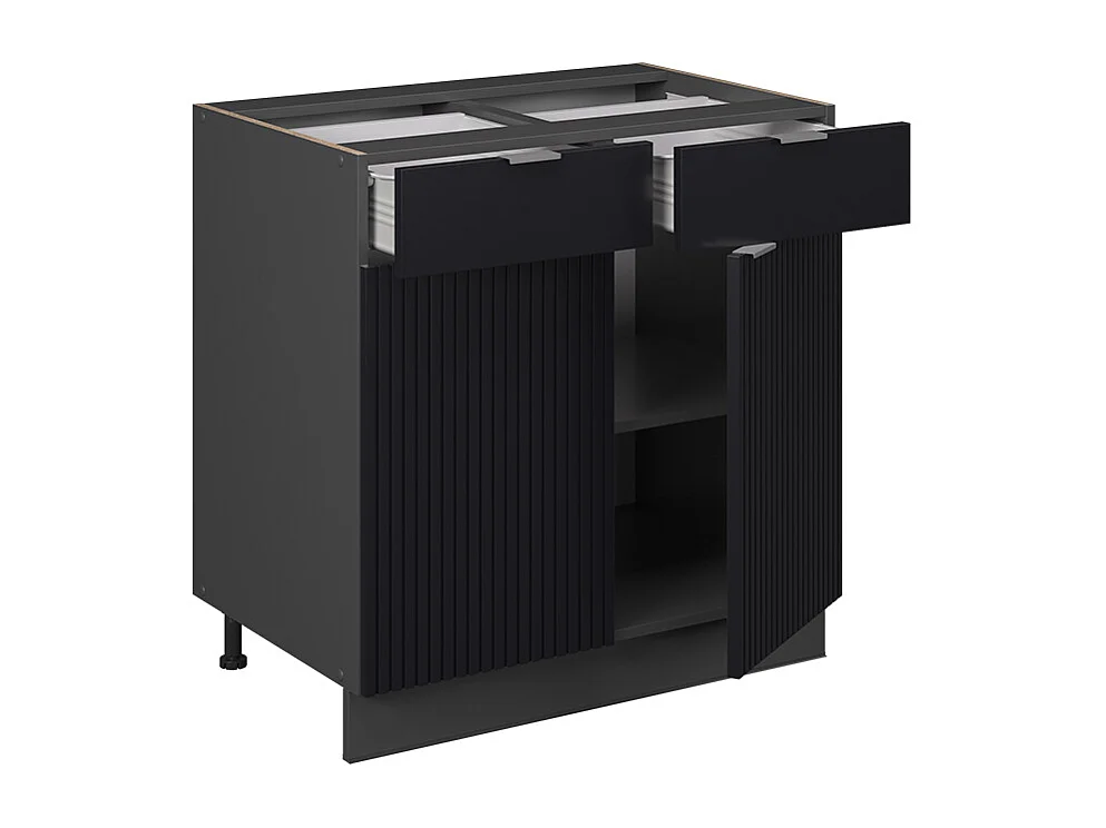 Meuble cuisine noir rayé 80x60x82 fame-line