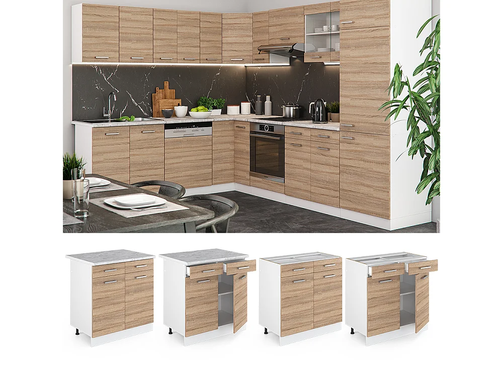 Mueble bajo de cocina sonoma 80x60x81.6 r-line