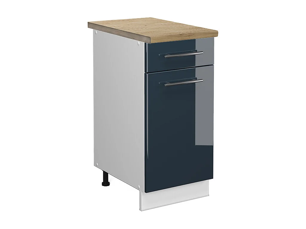 Mueble bajo de cocina azul oscuro alto brillo 40x60x82 fame-line