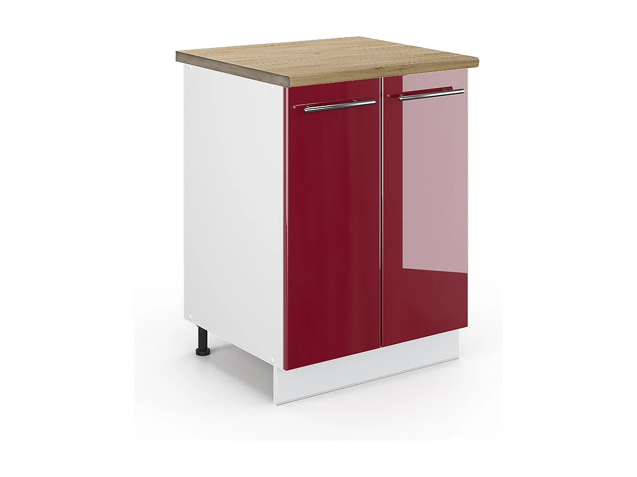 Mueble bajo de cocina rojo burdeos alto brillo 60x60x82 fame-line