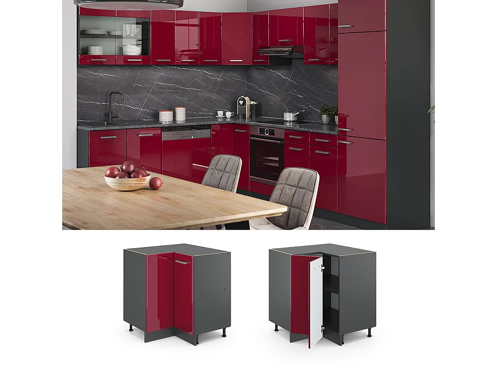 Meuble dangle rouge brillant 75.6x60x81.6 r-line