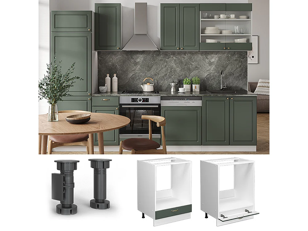 Mobile per forno da incasso verde-oro country house 60x60x82 fame-line