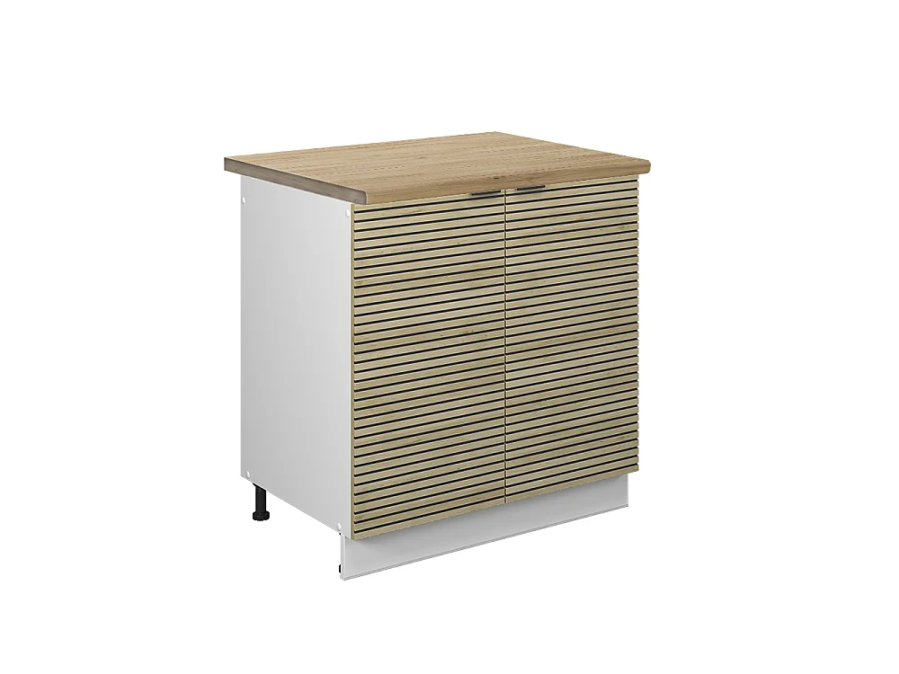 Meuble bas sous-évier panneau en chêne 80x60x82 fame-line