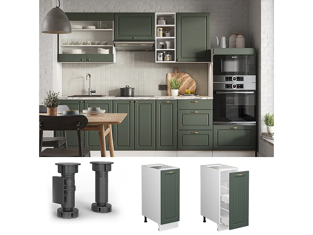 Armadio cucina dispensa alto verde-oro country house 30x51.6x82 fame-line