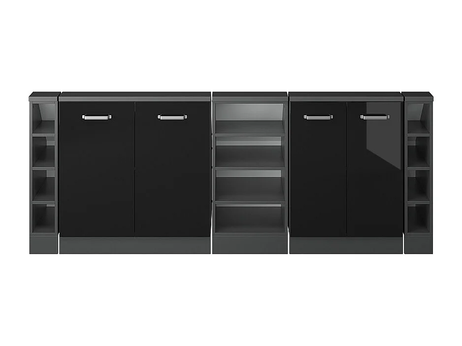 Armario de cocina para techo inclinado negro brillo intenso 215x46x81.6 r-line