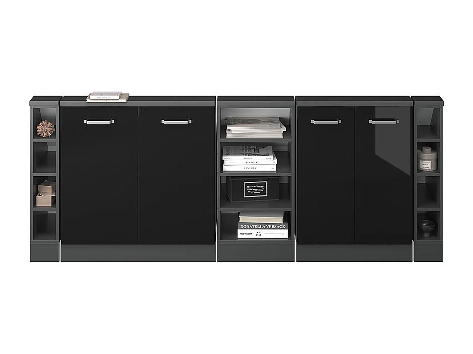 Armario de cocina para techo inclinado negro brillo intenso 215x46x81.6 r-line