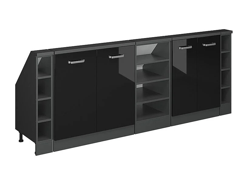 Meuble sous pente noir haute brillance 215x46x81.6 r-line