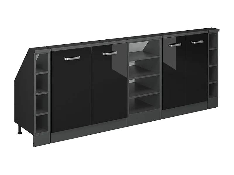 Meuble sous pente noir haute brillance 215x46x81.6 r-line