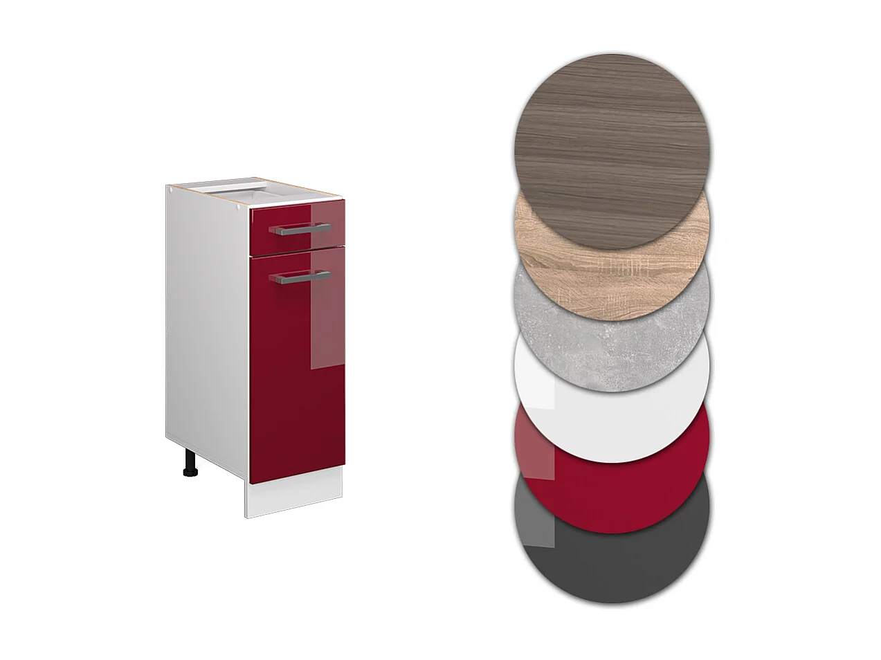 Meuble cuisine rouge brillant 30x46x81.6 r-line