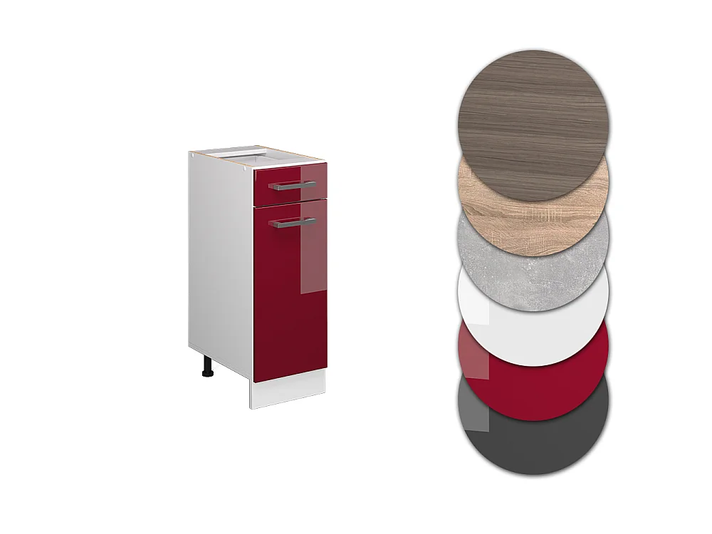 Meuble cuisine rouge brillant 30x46x81.6 r-line