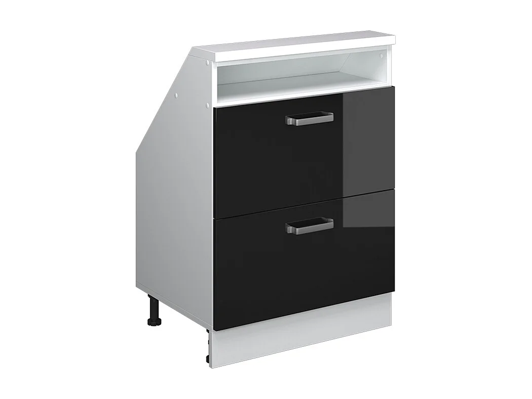 Köksskåp för sluttande tak svart högblank 60x46x81.6 r-line