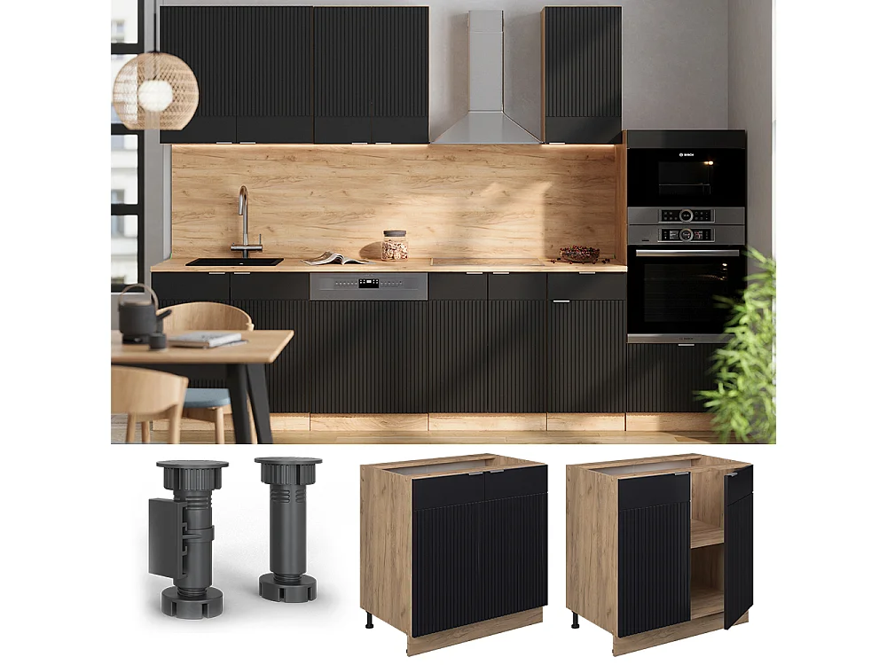 Mueble bajo de cocina rayas negras 80x60x82 fame-line