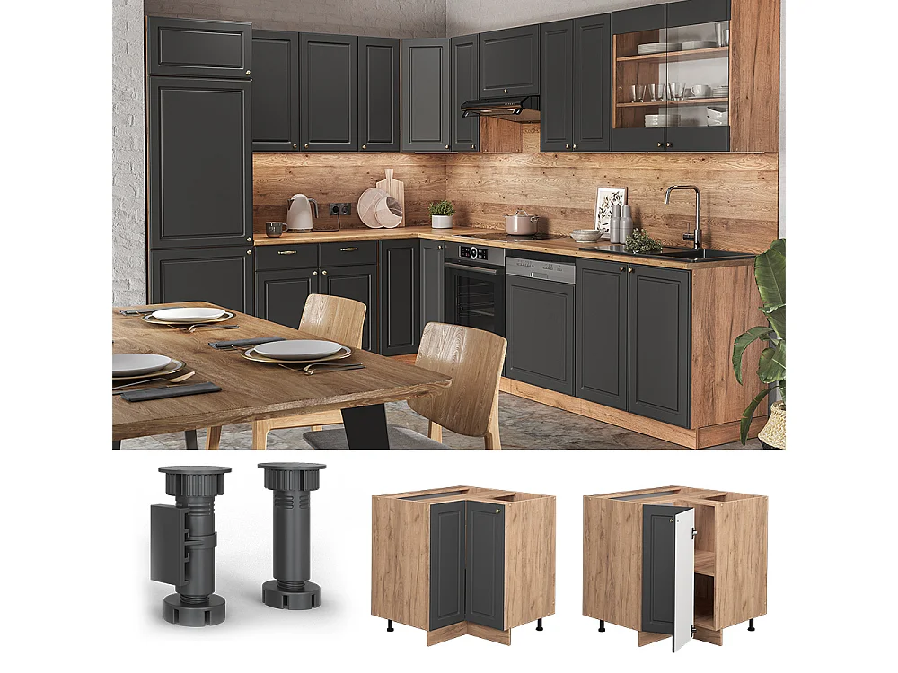 Armario de esquina antracita-oro 80.5x60x82 fame-line