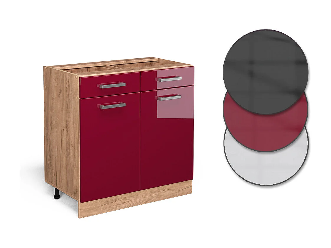 Meuble cuisine rouge brillant 80x60x81.6 r-line