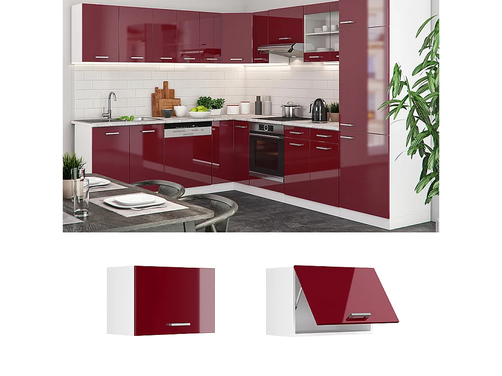 Elément haut de cuisine rouge brillant 60x31x40 r-line
