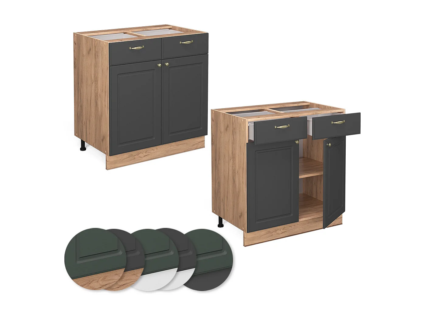 Meuble cuisine anthracite-or 80x51.6x82 fame-line