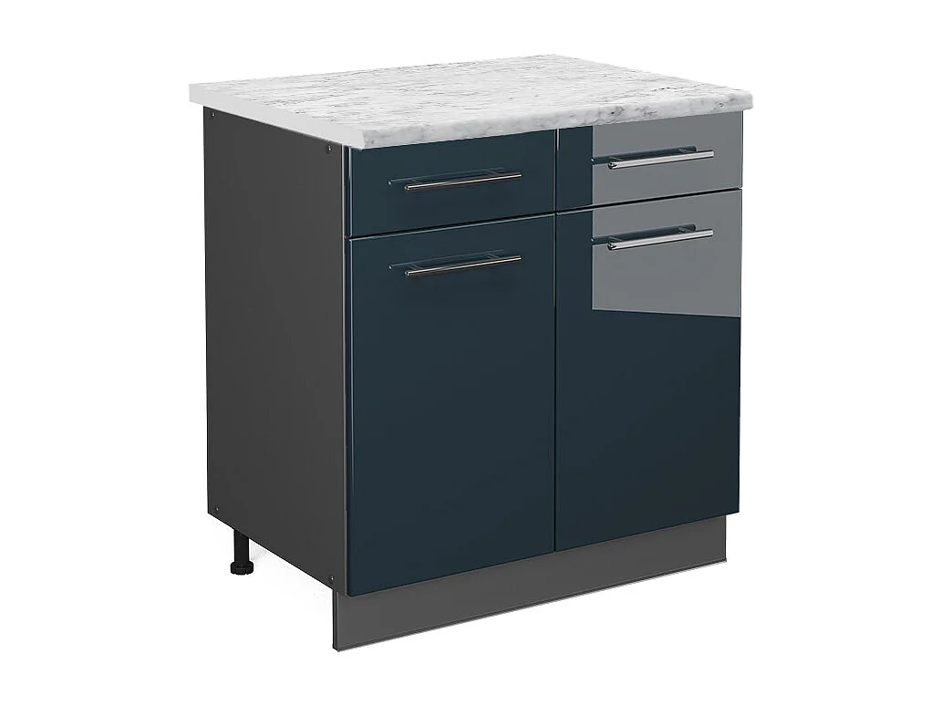 Meuble cuisine bleu foncé brillant 80x60x82 fame-line