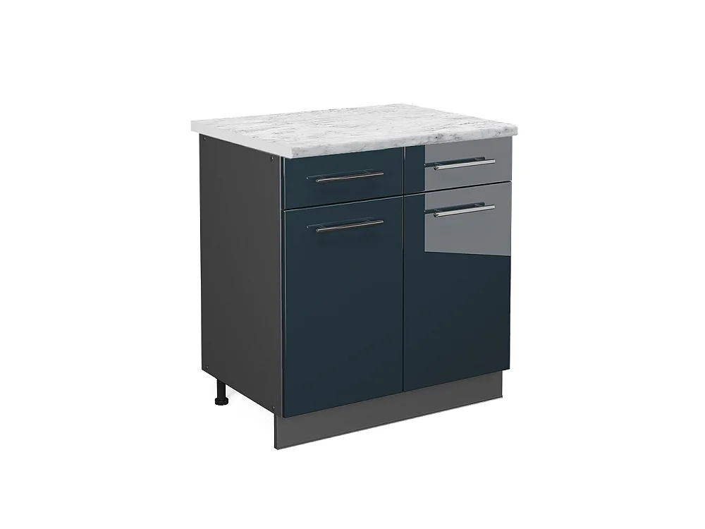 Meuble cuisine bleu foncé brillant 80x60x82 fame-line