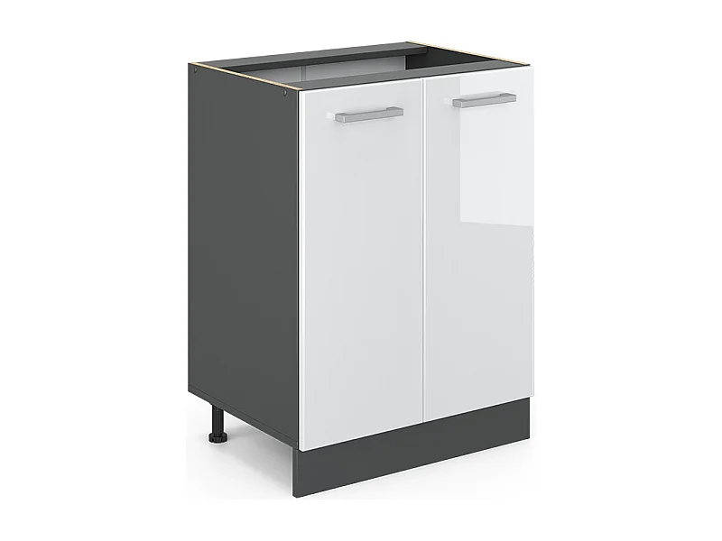 Meuble bas de cuisine blanc haute brillance 60x46x81.6 r-line