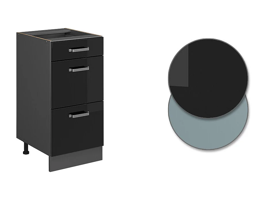 Küchenunterschrank schwarz hochglanz 40x60x81.6 r-line