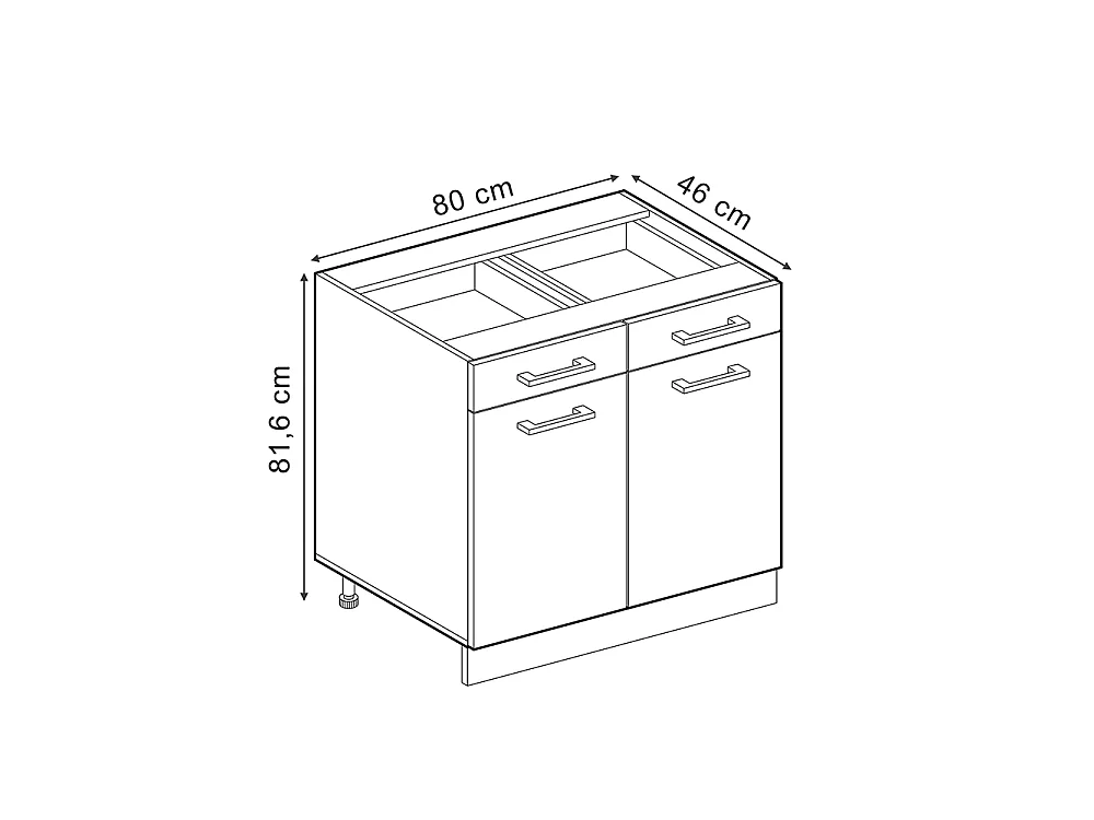 Mueble bajo de cocina roble artesanal 80x60x81.6 r-line