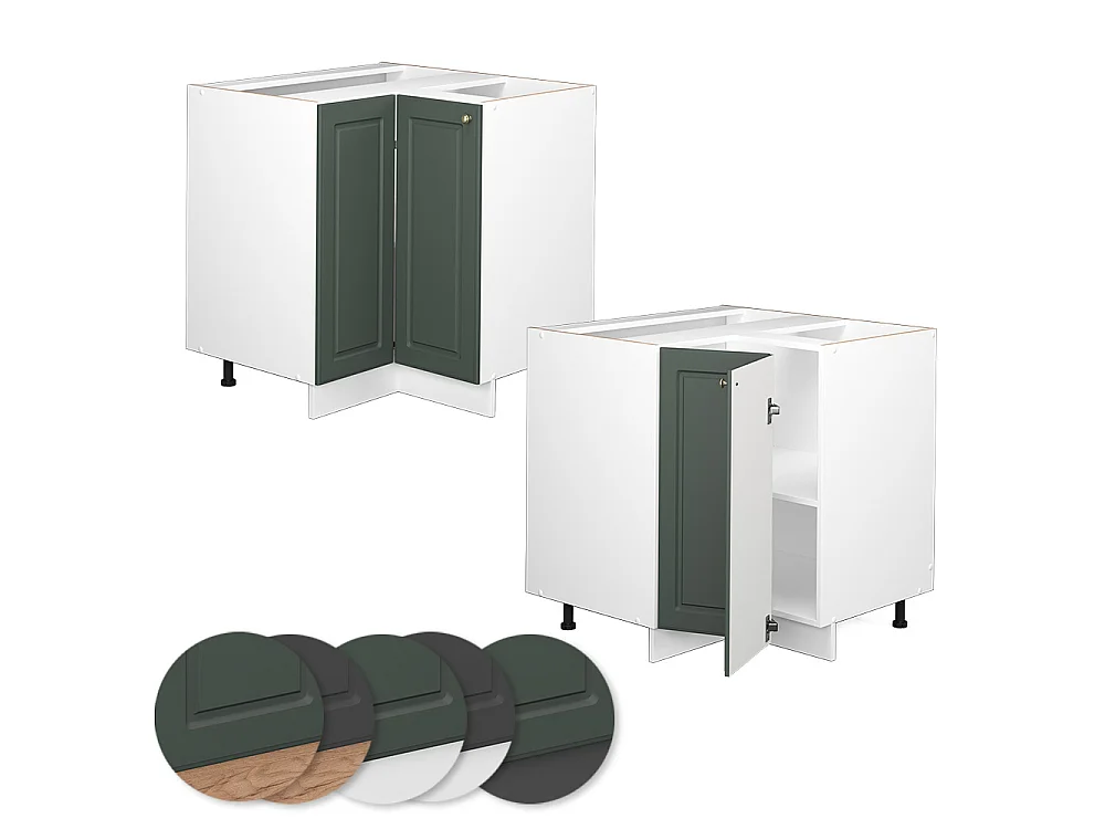 Eckunterschrank grün-gold landhaus 80.5x60x82 fame-line