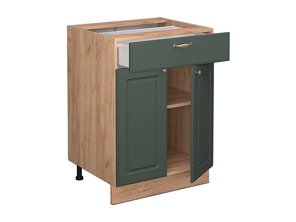 Mueble bajo de cocina verde dorado casa de campo 60x60x82 fame-line