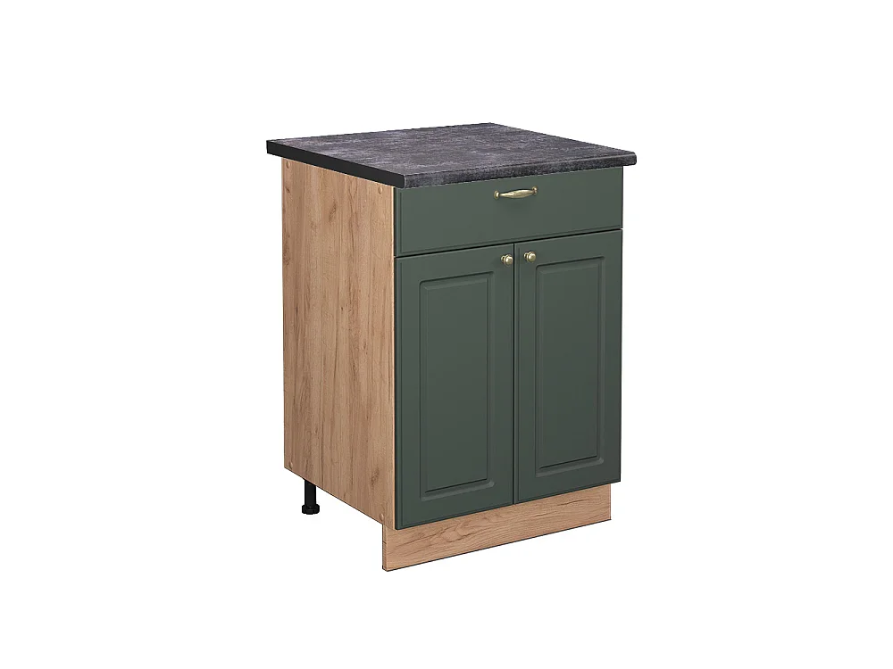 Kitchen base cabinet green-gold country house 60x60x82 fame-line