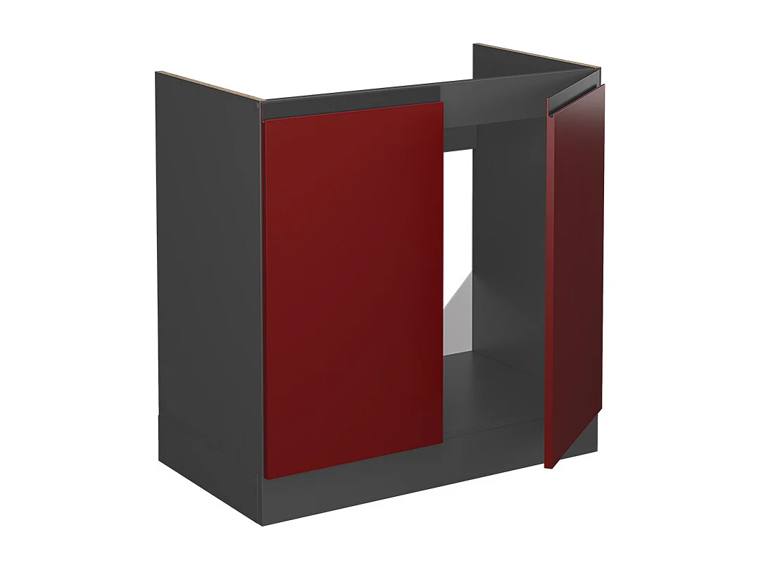 Meuble bas sous-évier rouge 80x60x81.6 r-line