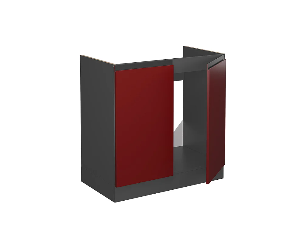 Meuble bas sous-évier rouge 80x60x81.6 r-line