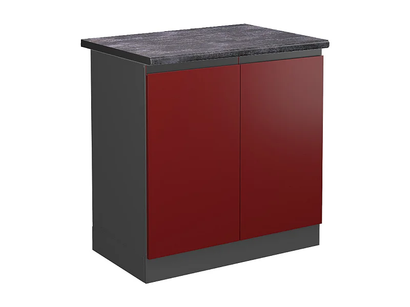 Meuble bas sous-évier rouge 80x60x81.6 r-line