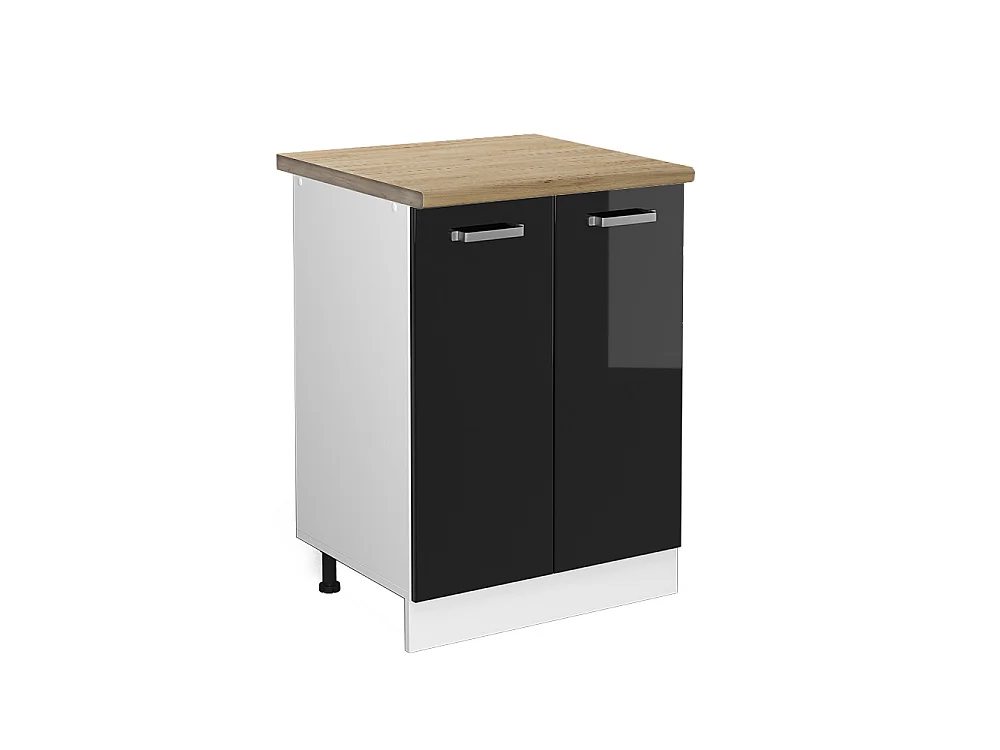 Meuble bas de cuisine noir haute brillance 60x60x81.6 r-line