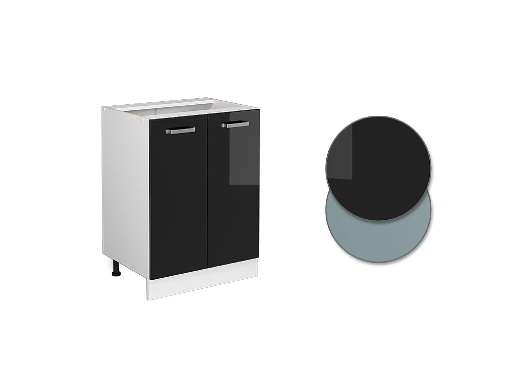 Meuble bas de cuisine noir haute brillance 60x60x81.6 r-line