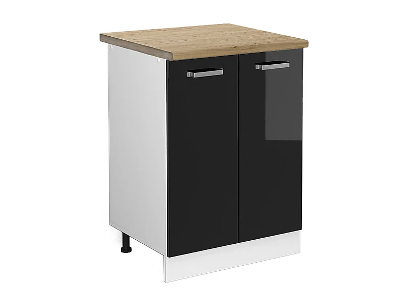 Meuble bas de cuisine noir haute brillance 60x60x81.6 r-line