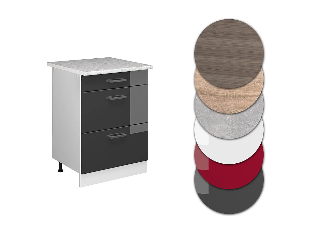 Mobiletto base per cucina antracite lucido 60x60x81.6 r-line