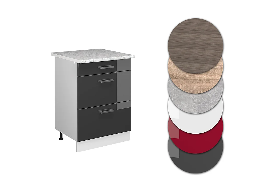 Küchenunterschrank anthrazit hochglanz 60x60x81.6 r-line