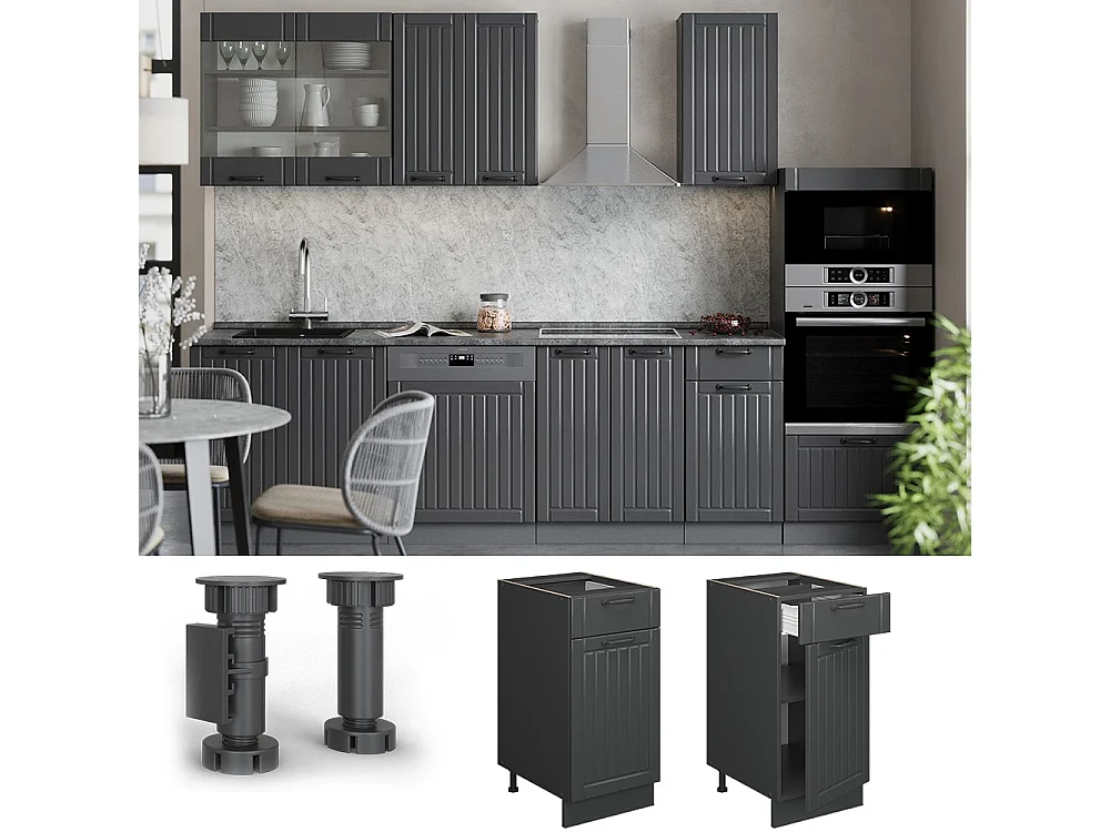 Kitchen base cabinet dark grey 40x60x82 fame-line