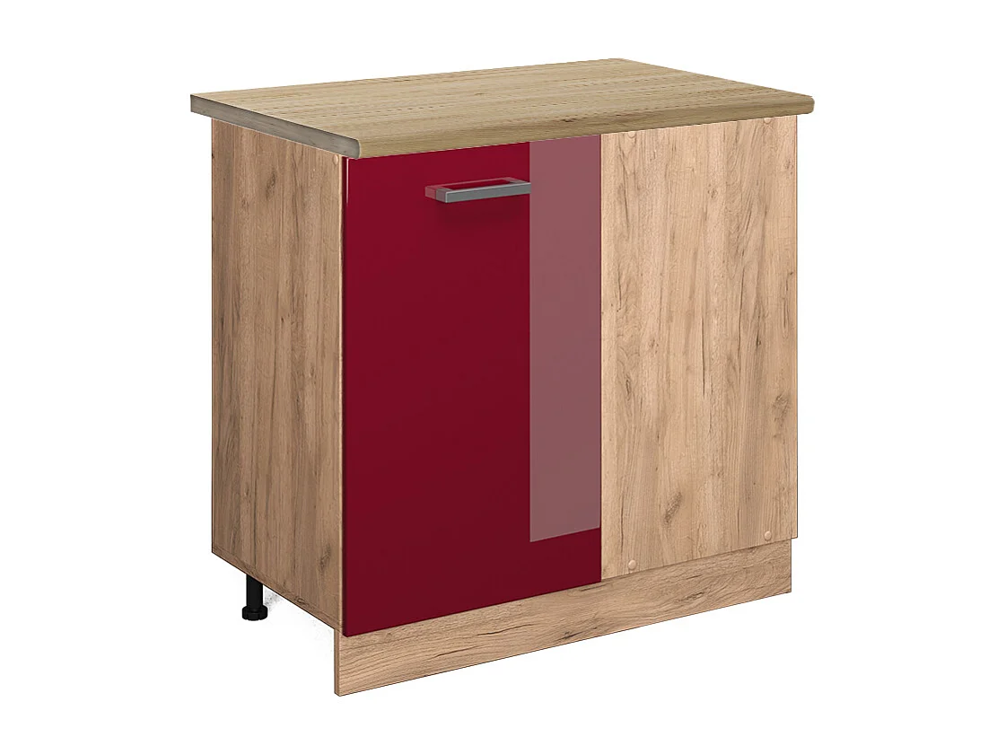 Eckunterschrank rot hochglanz 86x60x81.6 r-line
