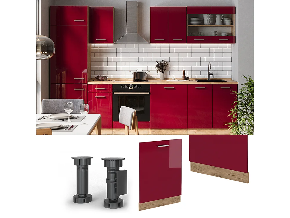 Façade de lave-vaisselle rouge brillant 60x1.6x81.8 r-line