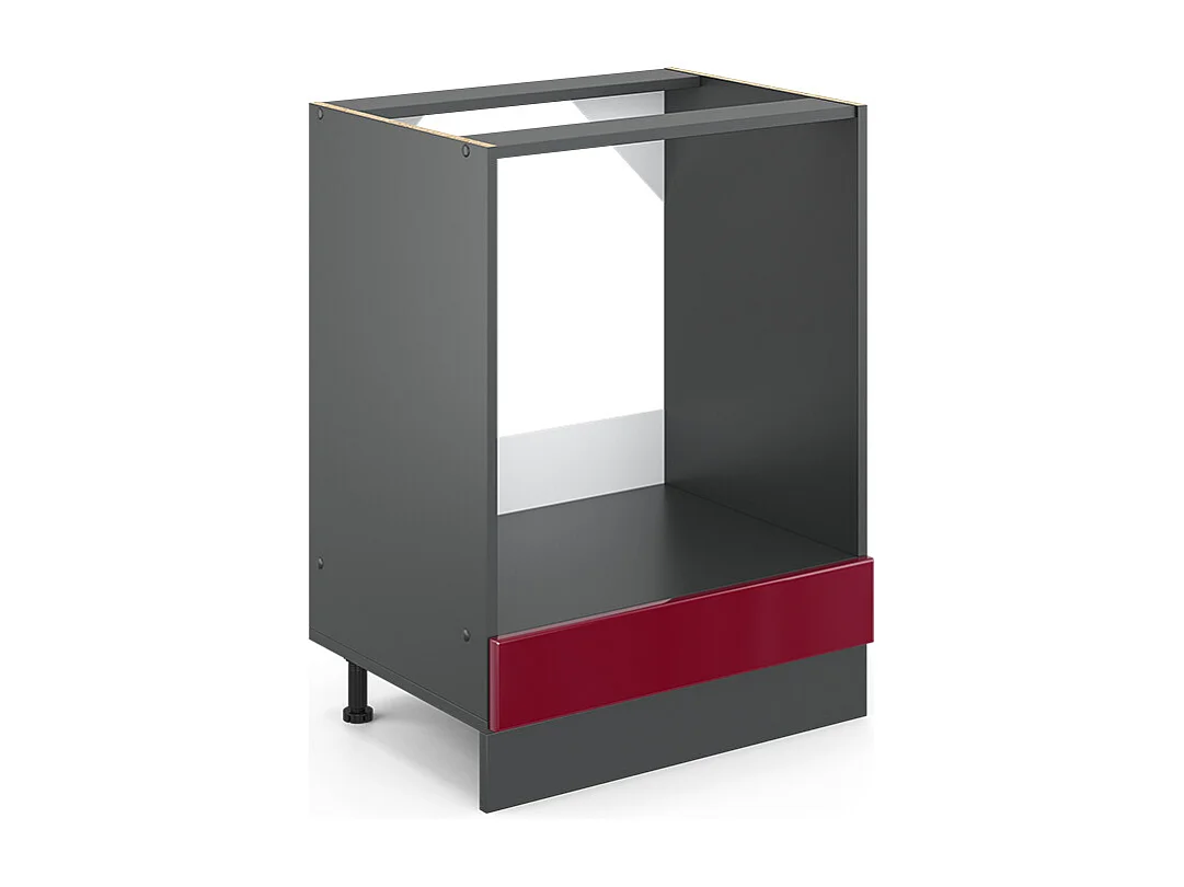 Meuble pour four rouge brillant 60x46x81.6 r-line